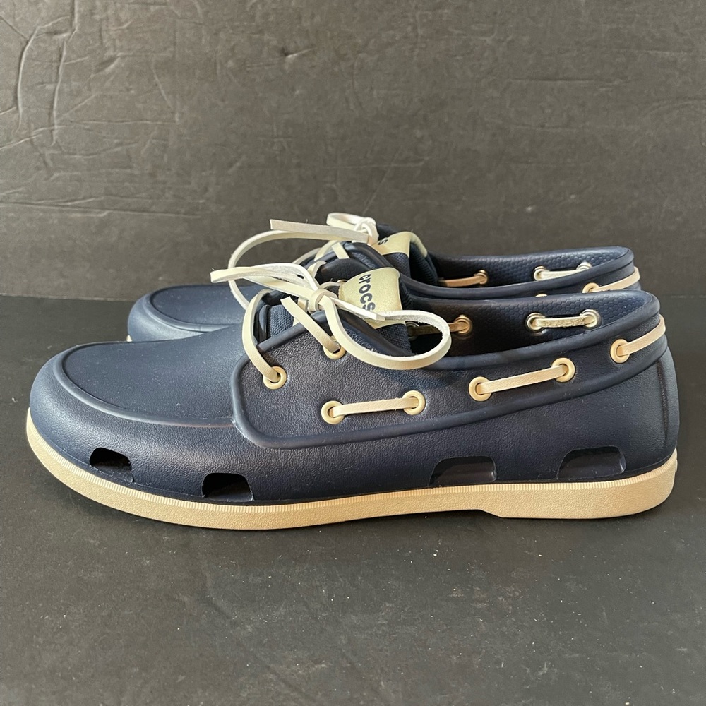 CROCS Men’s Classic Boat Shoes 206338 Mens Size 10Dual Comfort Slip On Navy Blue